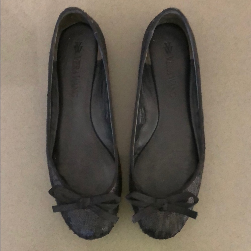 VERA WANG BLACK SEQUIN FLATS